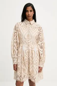 Answear.LAB rochie din bumbac culoarea bej, mini, evazati imagine