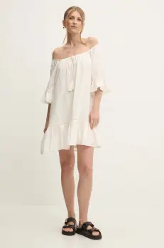 Answear Lab rochie din bumbac culoarea bej, mini, evazati imagine