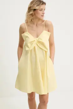 Answear Lab rochie din bumbac culoarea galben, mini, evazati imagine