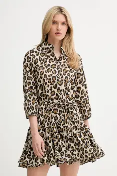 Answear Lab rochie din bumbac culoarea maro, mini, evazati imagine