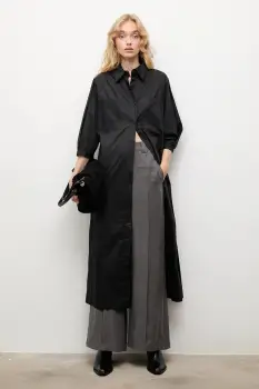 Answear.LAB rochie din bumbac culoarea negru, maxi, drept imagine