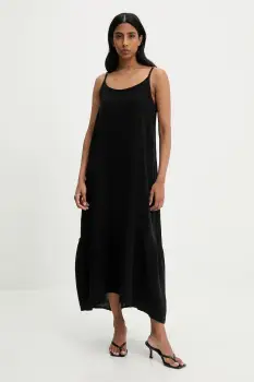 Answear Lab rochie din bumbac culoarea negru, maxi, evazati imagine