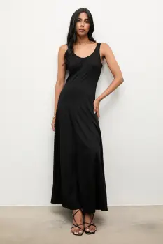 Answear.LAB rochie din bumbac culoarea negru, maxi, evazati imagine