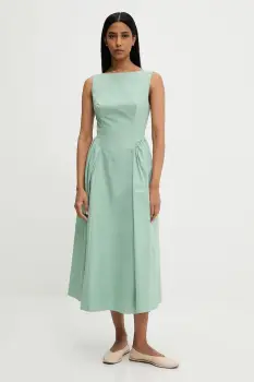 Answear Lab rochie din bumbac culoarea negru, midi, evazata imagine