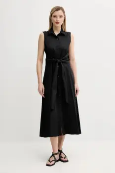 Answear Lab rochie din bumbac culoarea negru, midi, evazata imagine