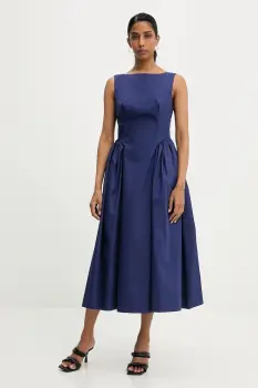 Answear Lab rochie din bumbac culoarea negru, midi, evazata imagine