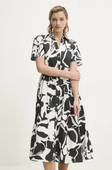 Answear Lab rochie din bumbac culoarea negru, midi, evazati imagine