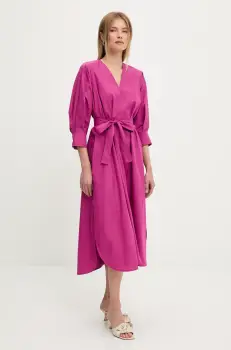 Answear Lab rochie din bumbac culoarea negru, midi, evazati imagine