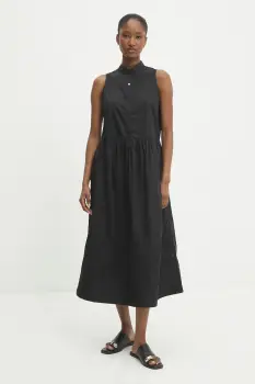 Answear Lab rochie din bumbac culoarea negru, midi, evazati imagine