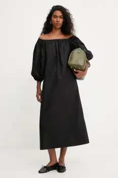 Answear.LAB rochie din bumbac culoarea negru, midi, evazati imagine