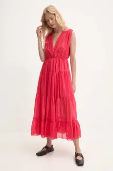 Answear Lab rochie din bumbac culoarea rosu, maxi, evazati imagine