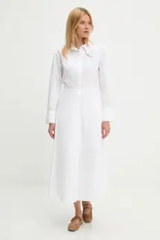 Answear Lab rochie din bumbac culoarea rosu, midi, evazati imagine