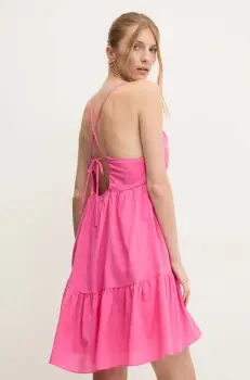 Answear Lab rochie din bumbac culoarea roz, mini, evazati imagine