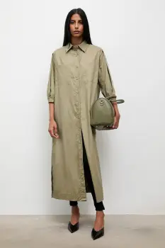 Answear.LAB rochie din bumbac culoarea verde, maxi, drept imagine