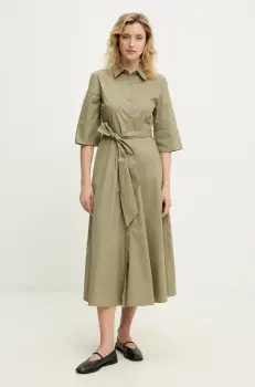 Answear Lab rochie din bumbac culoarea verde, midi, evazati imagine