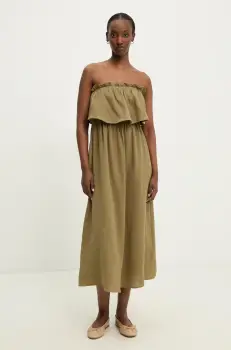 Answear Lab rochie din bumbac culoarea verde, mini, evazati imagine