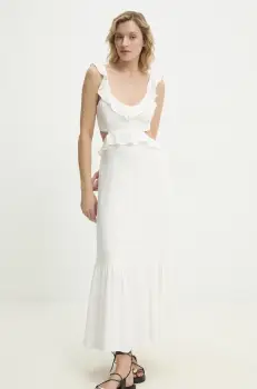 Answear Lab rochie din in culoarea alb, maxi, drept imagine