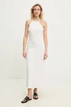 Answear Lab rochie din in culoarea alb, maxi, evazati imagine