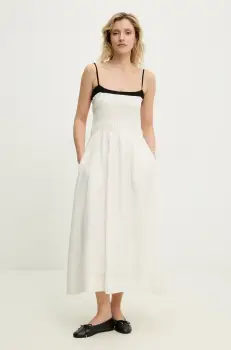 Answear Lab rochie din in culoarea alb, maxi, evazati imagine