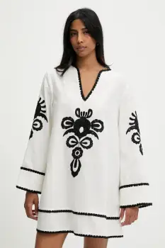 Answear Lab rochie din in culoarea alb, mini, oversize imagine