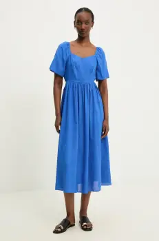 Answear Lab rochie din in culoarea albastru marin, midi, evazati imagine