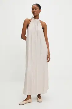 Answear Lab rochie din in culoarea bej, maxi, drept imagine