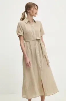 Answear Lab rochie din in culoarea bej, maxi, evazati imagine