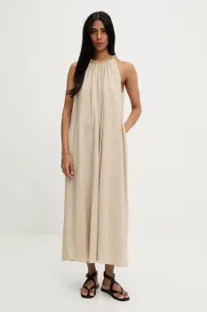 Answear Lab rochie din in culoarea bej, maxi, evazati imagine