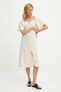 Answear Lab rochie din in culoarea bej, midi, drept imagine