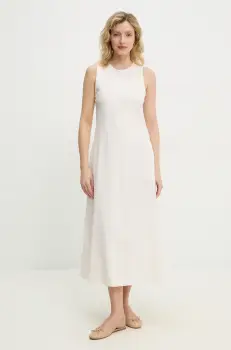 Answear Lab rochie din in culoarea bej, midi, evazati imagine