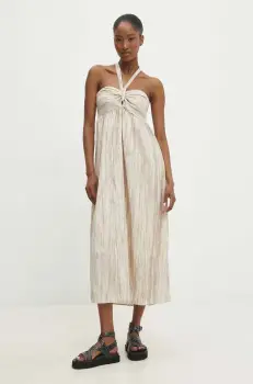 Answear Lab rochie din in culoarea bej, midi, evazati imagine