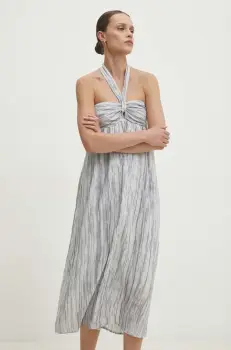 Answear Lab rochie din in culoarea gri, midi, evazati imagine