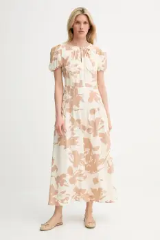 Answear Lab rochie din in culoarea maro, maxi, evazata imagine