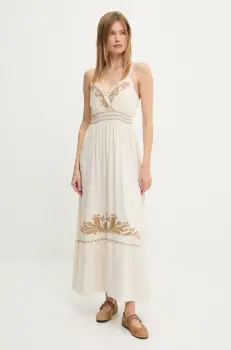 Answear Lab rochie din in culoarea maro, maxi, evazati imagine