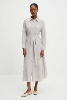 Answear Lab rochie din in culoarea maro, midi, evazata imagine