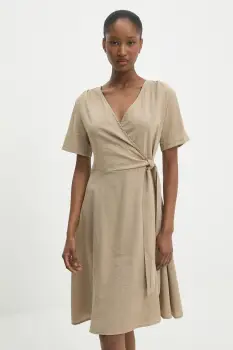 Answear Lab rochie din in culoarea maro, mini, evazati imagine