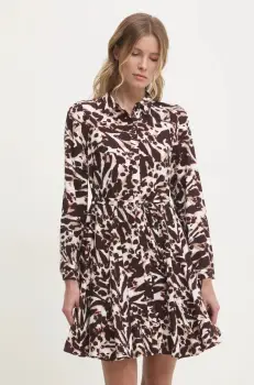 Answear Lab rochie din in culoarea maro, mini, evazati imagine