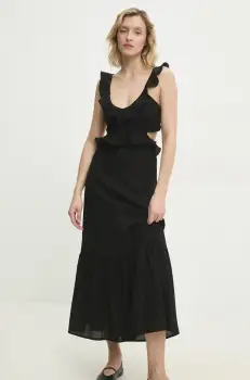 Answear Lab rochie din in culoarea negru, maxi, drept imagine