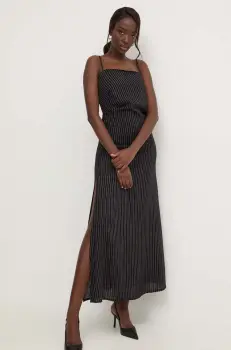 Answear Lab rochie din in culoarea negru, maxi, drept imagine