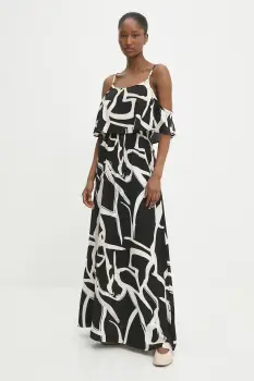 Answear Lab rochie din in culoarea negru, maxi, evazati imagine