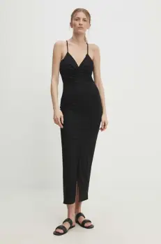 Answear Lab rochie din in culoarea negru, maxi, evazati imagine