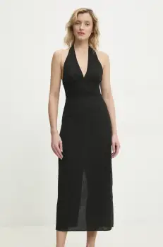 Answear Lab rochie din in culoarea negru, midi, evazati imagine