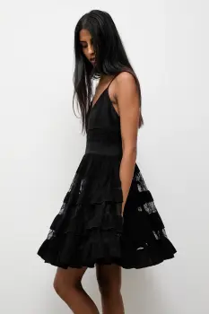 Answear.LAB rochie din in culoarea negru, mini, evazati imagine