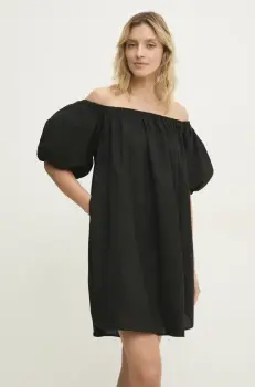 Answear Lab rochie din in culoarea negru, mini, oversize imagine