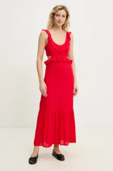 Answear Lab rochie din in culoarea rosu, maxi, drept imagine