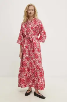 Answear Lab rochie din in culoarea rosu, maxi, evazati imagine