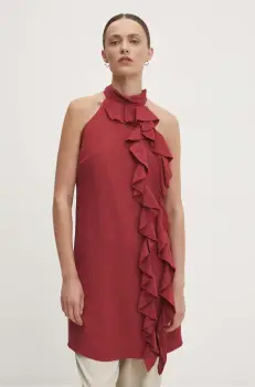 Answear Lab rochie din in culoarea rosu, mini, drept imagine