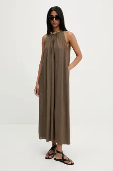 Answear Lab rochie din in culoarea verde, maxi, evazati imagine