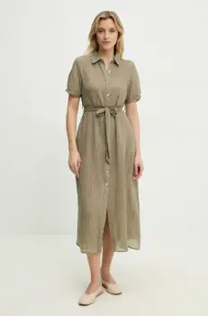 Answear Lab rochie din in culoarea verde, maxi, evazati imagine