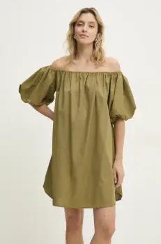 Answear Lab rochie din in culoarea verde, mini, oversize imagine